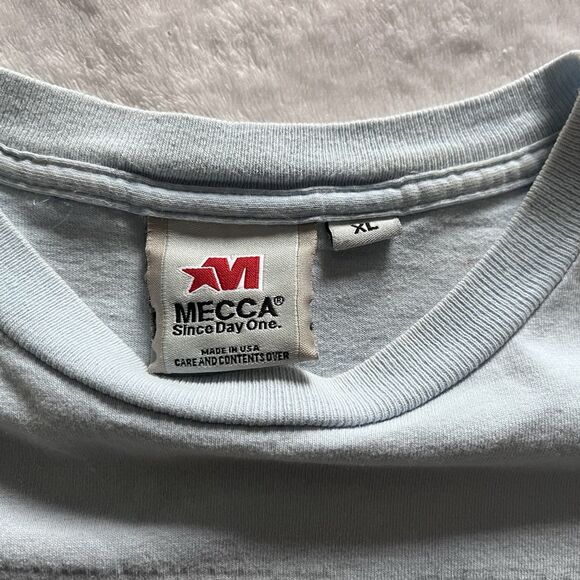 VTG 90s 00s Y2K Mecca USA T-Shirt Men’s XL Blue Graphic Logo Tee Streetwear - Picture 4 of 5